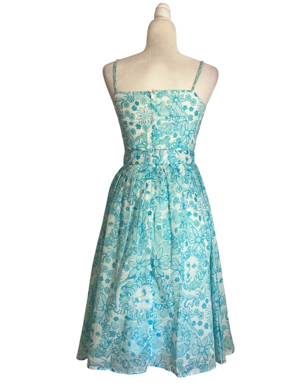 Vintage Lilly Pulitzer Blue Lion Print Cotton Sundress Blue White Y2k Size 2 - Picture 6 of 10